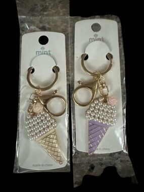 Mint Pearl Ice Cream Keychain/Bag Charm- Set of 2